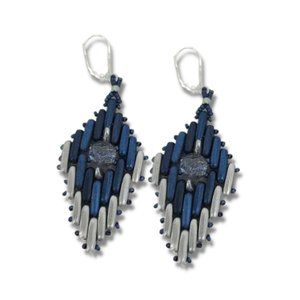 Silver Drop Art Deco Style Custom Handmade Beaded Earrings